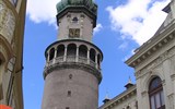 Advent v Burgenlandsku a návštěva Šoproně - Maďarsko, Zadunají - Šoproň, požární věž, 60 m, hranatá základna z 10.stol, vršek ze 17.století