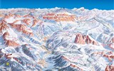 Lyžování Val Gardena, Dolomiti Superski - Itálie - Dolomity - lyžařská mapa oblasti Val Gardena