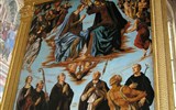 San Gimignano - Itálie - San Gimignano, San Agostino, Korunovace Madony a svatí, 1483, Piero del Pollaiolo