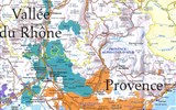 Velikonoční pohlednice z Provence, slavnost v Arles a Marseille 2023 - Francie - mapka vinařské oblasti Provence a údolí Rhony