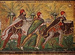 Itálie - Ravenna - bazilika Sant´Apolllinare Nuovo, mozaika tří králů