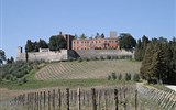 Gurmánské Toskánsko a oblast Chianti 2023 - Itálie - Toskánsko - Brolio, sídlo Barona Ricasoli, propagátora toskánských vín leží uprostřed vinic