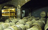 Bordeaux a Akvitánie, památky, víno a vlny Atlantiku 2023 - Francie - Cognac - v těchto sudech zraje proslulý koňak značky Martel