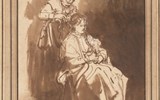 Vídeňská filharmonie a Schönbrunn - Rakousko - Vídeň - výstava Kresby nizozemských mistrů - Rembrandt van Rijn - Mladá žena a kadeřník, kol 1630