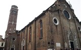 Památky Benátek - Itálie - Benátky - Frari, cihlový kostel ve stylu italské gotiky, 1250-1338.