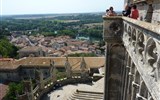 Languedoc, katarské hrady, moře Lví zátoky a kaňon Ardèche letecky 2021 - Francie - Languedoc - Béziers, pohled z věže katedrály St.Nazaire