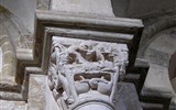 Vézelay - Francie - Beaujolais - Vézelay, Ste.Madeleine, Lazar a smrt boháče, dole vaky peněz, nahoře demóni uchvacují duši, 1125-40