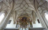 Advent v rakouských zahradách a na zámku Rosenburg 2023 - Rakousko - Křemže - Piaristenkirche, nádherná pozdněgotická sklípková klena lodi