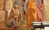 kaple Brancacciů - Itálie - Florencie - Sv.Petr uzdravuje nemocného, Masacciovo realistické znázornění mrzáků a žebráků