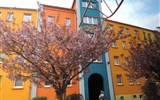 Žitava - Německo - Lužice - Žitava, Mandauer Glanz, paneláky z doby NDR upraveny v krásné sídliště plné barev a překvapení