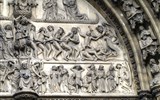 Antverpy - Belgie - Antverpy, katedrála, detail tympanonu s Peklem (Poslední soud)
