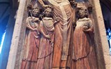 Mohuč - Německo - Porýní - náhrobek arcibiskupa Petera von Aspelt, 1320, gotika, zleva Jan Lucemburský, Jindřich VII, Ludvík Bavor