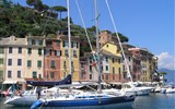 Italské puzzle - Itálie - Ligurie - Portofino, přístav plný barevných domů a plachetnic