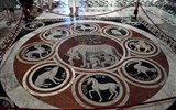 Památky Sieny - Itálie - Lazio - Siena, Duomo, tzv. Vlčice Sienská, 1373, se znaky spřízněných měst