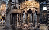 Památky Sieny - Itálie - Lazio - Siena, Duomo, kazatelna, Arnolf di Cambio, 1265-8 podle návrhu Nicoly Pisano, jedno z velkých děl světového umění