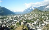 Sion - Švýcarsko - Sion - pohled na město z nadhledu