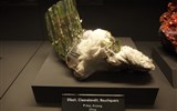 Terra Mineralia - Německo - Freiberg, muzeum Terra mineralia, Elbait, Klívlendit a kouřový křemen, Xinjiang, Čína