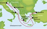 Plavba Středomořím z Benátek do Istanbulu - Středomoří - trasa okružní plavby lodí v tomto zájezdu
