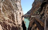 Garganta del Chorro - Španělsko - Andalusie - El Chorro, závěrečný úsek s mostem pro potrubí