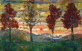 Egon Schiele - Rakousko - Vídeň - Belveder, E.Schile, Čtyři stromy, 1917