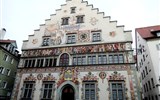 LINDAU - Německo - Lindau, Alte Rathaus, 1576 renesanční štít, budova 1422-36, gotická
