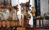 SANKT GALLEN - Švýcarsko - St.Gallen - Stiftskirche, trůn opata, F.J.A.Feuchtmayer, dekorovali bří Dirrové