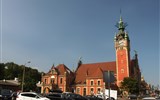 Gdaňsk - Polsko - nádraží Gdańsk Główny, návrh A Rudel a kol, směs renesance a baroka