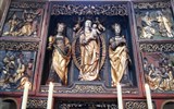 Bamberk - Německo - Bamberg, dóm, Kirchgattendorfer Altar, zleva sv.Barbora, P.Marie, sv.Kateřina