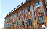 Lázeňský trojúhelník, Francké Švýcarsko a Smrčiny 2023 - Německo - Bamberg, radnice, fasádní malby 1755 J.Anwander, zobrazují alegorické scény