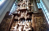 Rothenburg - Německo - sv.Jakub, nádherný dřevěný vařezávaný Heiligblutaltar, zleva Vjezd do Jeruzaléma, Poslední večeře, Olivetská hora
