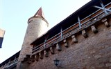 Rothenburg - Německo - Rothenburg, věž Kleiner Stern ze strany města, 1410, součás hradeb kolem celého středověkého města