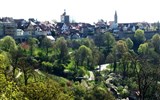 Rothenburg - Německo - Rothenburg, pohled na městské hradby nad údolím řeky Tauber