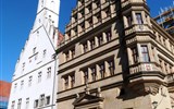 Rothenburg - Německo - Rothenburg, radnice, prvá budova německé renesance v zemi, s integrovanou obrannou věží