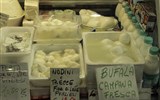 Mozzarella - Itálie v Modeně na tržnici nabízí originální mozzarellu z bůvolího mléka přímo i Kampánir
