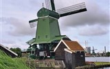 Holandsko, Velikonoce v zemi tulipánů 2023 - Holandsko - Zaanse Schans, mlýn De Huiisman, 1786, mlýn na hořčici