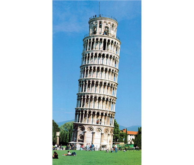Florencie, koupání a Carrara - Itálie - Pisa - šikmá věž, ve skutečnosti zvonice u katedrály, 1173-1319, vysoká 55,9 m