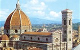 Jarní Florencie, kolébka renesance a galerie Uffizi 2023 - Itálie - Florencie - dóm, jeden  ze skvostů středověké architektury, 1296-1468, několik architektů včetně Giotta