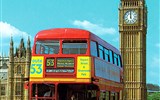 Big Ben - Velká Británie - Anglie - Londýn, typický patrový autobus a Big Ben