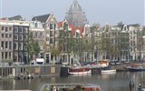 Amsterdam, Rotterdam a Floriade EXPO letecky 2022 - Holandsko - Amsterodam - typické kupecké domy podél grachtů