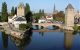 Štrasburk - Francie, Alsasko, Štrasburk, most Ponts Couverts ze 17.stol se 45 obrannými věžemi